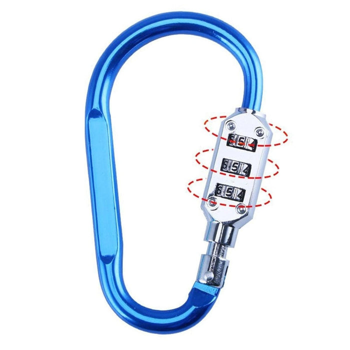 3 Digit Carabiner Security Combination Lock Padlock Luggage Bag Clip Hook D Ring