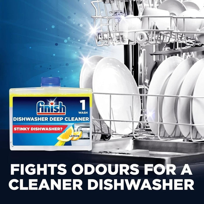 8 x Finish Dishwasher Cleaner Lemon Sparkle 250ml Deep Cleans Grease Limescale