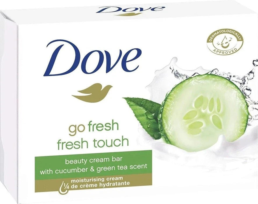 12 x 90g Dove Fresh Touch Soap Bars - Cucumber & Green Tea Scent