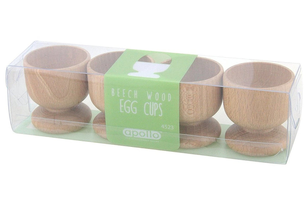Set of 4 Traditional Style Beechwood Egg Cups Wooden Kitchen Accessories(4523)