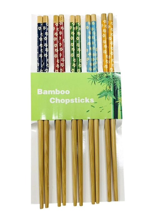 5 pairs Reusable Bamboo Chopsticks Sushi Chinese 23cm Oriental Food Chop Sticks