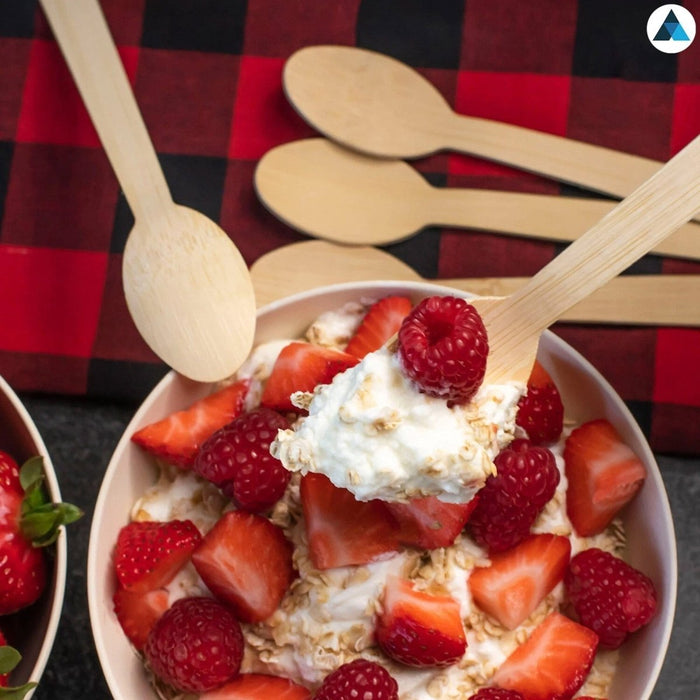 24pcs Wooden Spoon Disposable Table Cutlery Biodegradable Party Wedding Catering