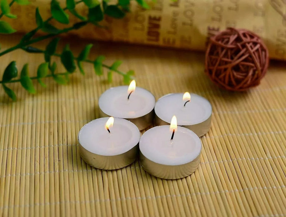 100 Tea Night Lights Candles 8 HOUR LONG BURN Unscented Tealights Nightlight 8HR