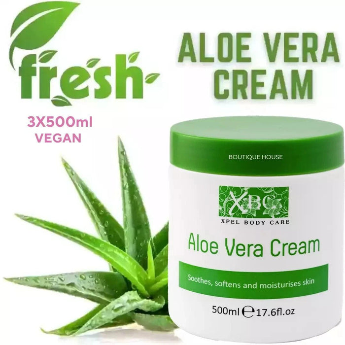 3x 500ml XBC Aloe Vera Moisturising Cream Soothes, Moisturizes Skin NEW STOCK