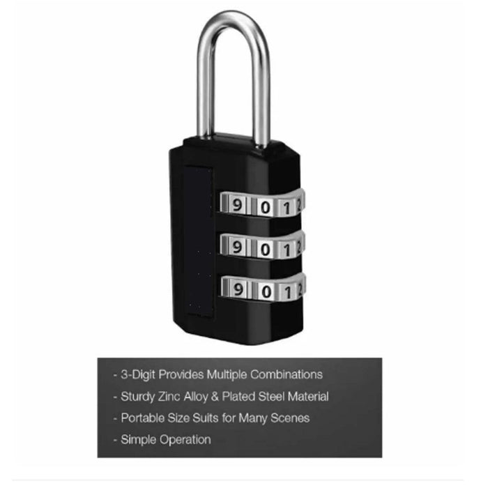 3pcs Combination Lock 20mm 3 Digit Luggage Suitcase Travel Security Padlock Set.