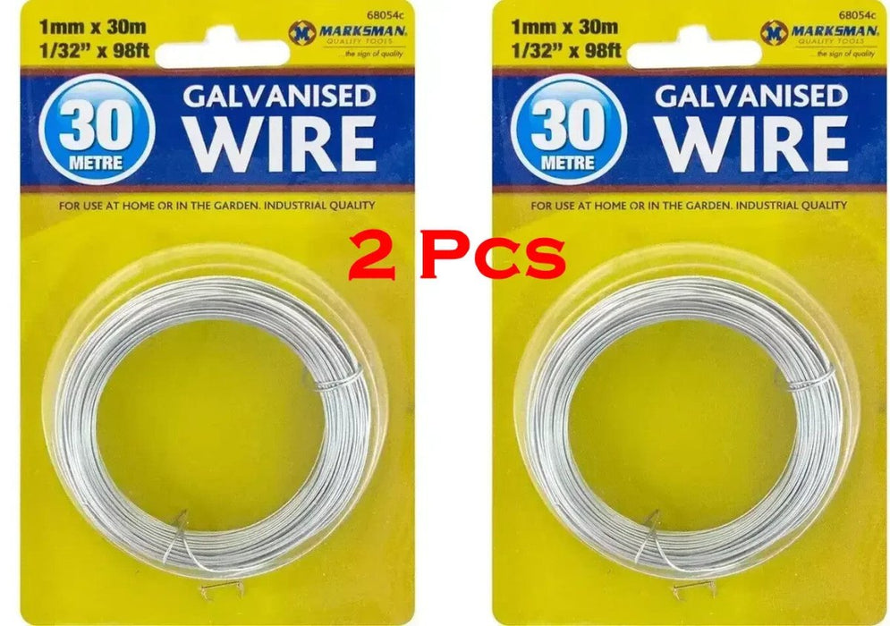 2 x Packs 1mm Galvanised Garden Gardening Craft Wire 60 Metres Total