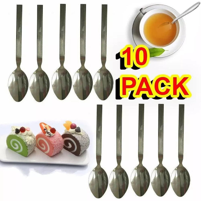 10x Stainless Steel Teaspoons Everyday Tea Spoon Set Coffee Drink Kitchen Home