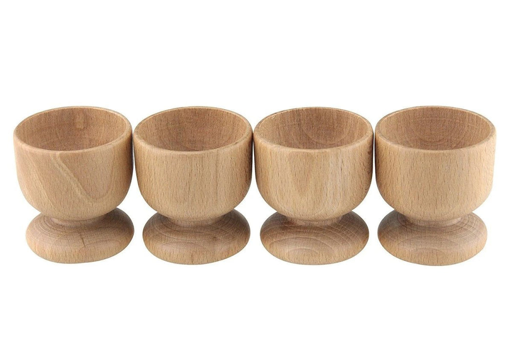 Set of 4 Traditional Style Beechwood Egg Cups Wooden Kitchen Accessories(4523)