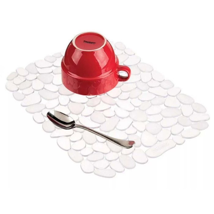 Kitchen Pebble Sink Mat Dish Drainer Rack Cup Glass Scratch Protector Washing Up