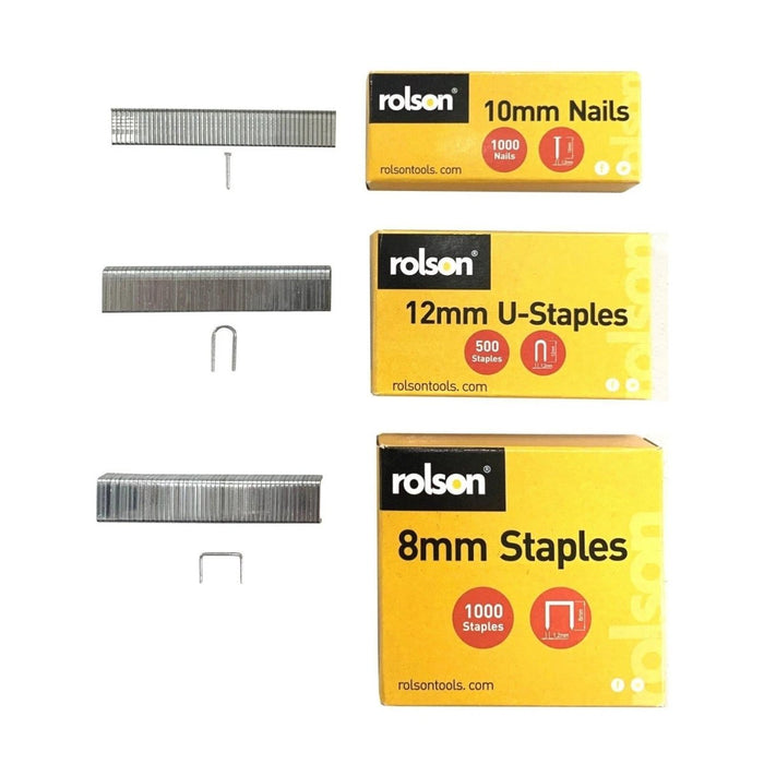 2500 Pc Staples 8mm Nails, 10mm and 12mm x 1.2mm J, T and U Shape Staples 61216