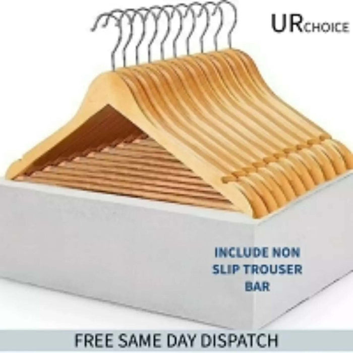 Wooden Coat Hangers Suit Garments Clothes Wood Hanger Trouser Bar Set 2/80/100PC