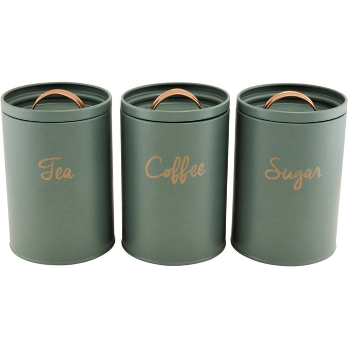 Ivy Tea Coffee Sugar Canisters Kitchen Storage Set Air Tight Lid Jars Tin