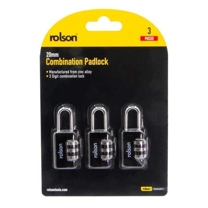 R0LS0N Travel Padlock 3 Combination Digit Keyless Resettable 20mm