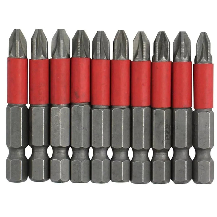 Dekton DT65412 10 Piece 50mm Non-Slip Pozi* PZ2 Power Drill Screwdriver Bit Set.