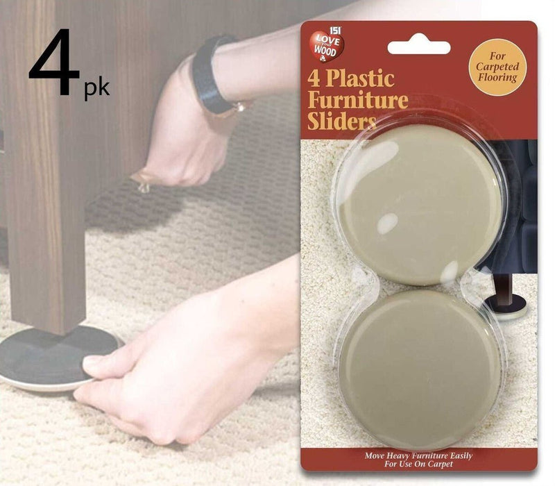 4pk Furniture Slider Heavy Duty Sliders for CARPET Foam Plastic Sofa Table Chair