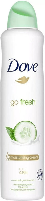 6 x 250ml Dove Cucumber & Green Tea Scent Anti-perspirant Deodorant Body Spray
