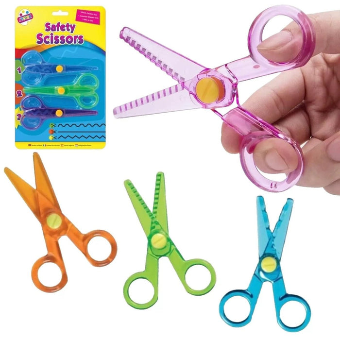 Safety Scissors Kids Scissor Children Craft Art Assorted Blade Shapes 3pc