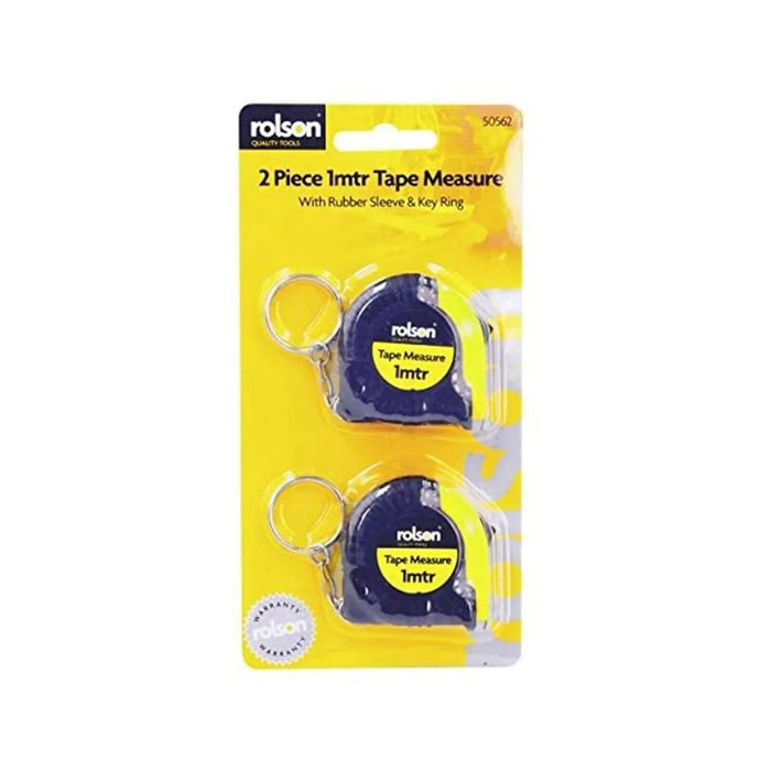 Rolson Tape Measure, 1 m - 2 piece Easy Retractable Mini Key chain New