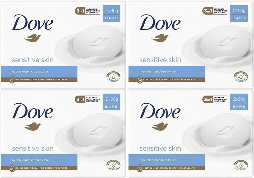 Dove Pure & Sensitive Hypoallergenic Beauty Cream Soap Bar 8 bars x 90g.