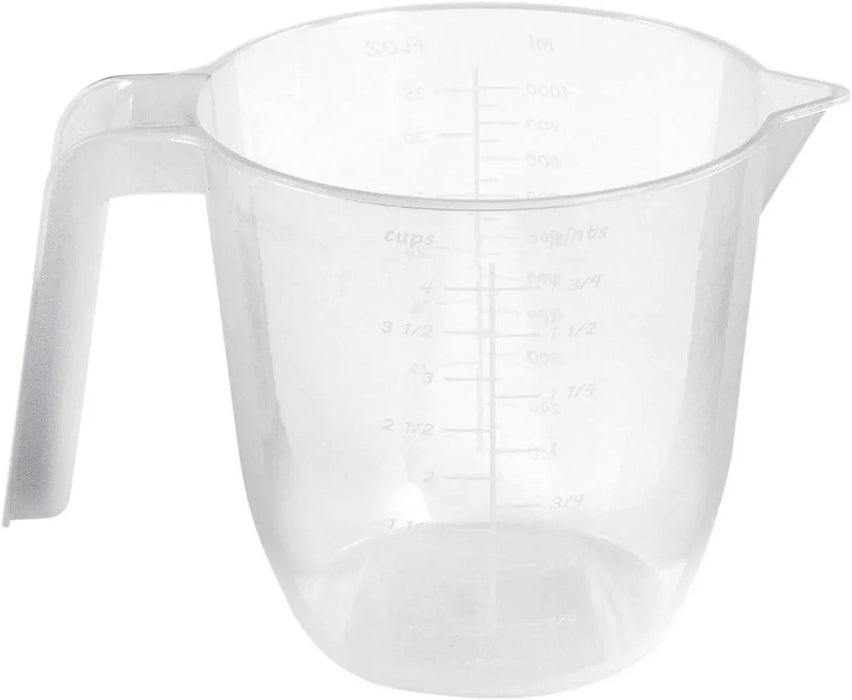 2x Wham Kitchen Cooking Baking Plastic Measuring Jug with Handle 1L - Clear