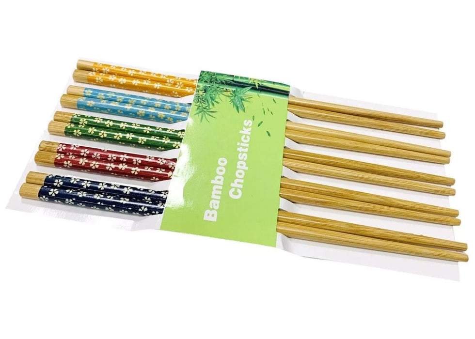 5 pairs Reusable Bamboo Chopsticks Sushi Chinese 23cm Oriental Food Chop Sticks
