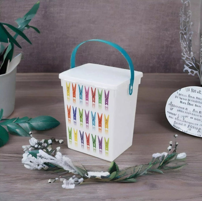 Peg Storage Basket Container 5L Lid Dishwasher Tablet Laundry Washing Peg Box UK
