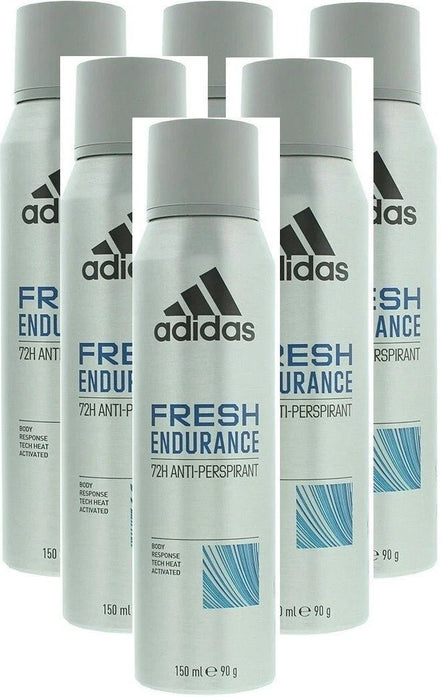 6 x 150ml Adidas 72 hrs Fresh Endurance Antiperspirant  Spray for Men