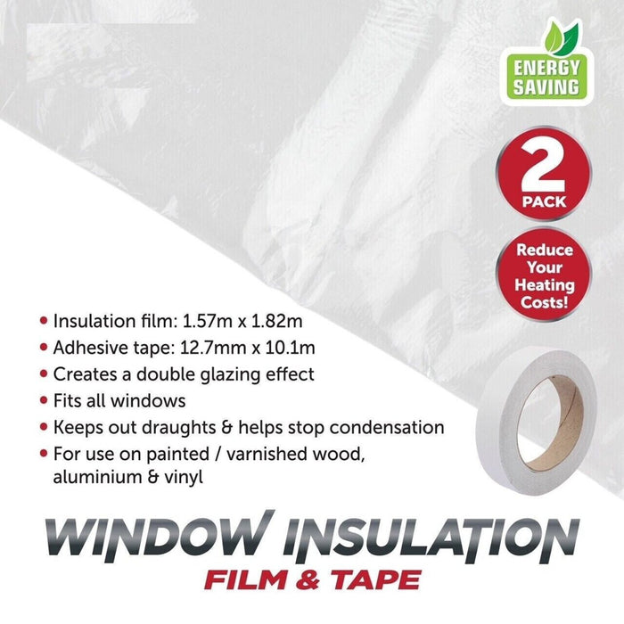 1-5PK Clear Window Insulation Kit Shrink Fit Double Glazing Film Draught Exclude