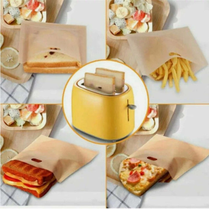 2pcs Toaster Bags Reusable Non Stick Bread Toastie Toast Sandwich Pockets Bag UK