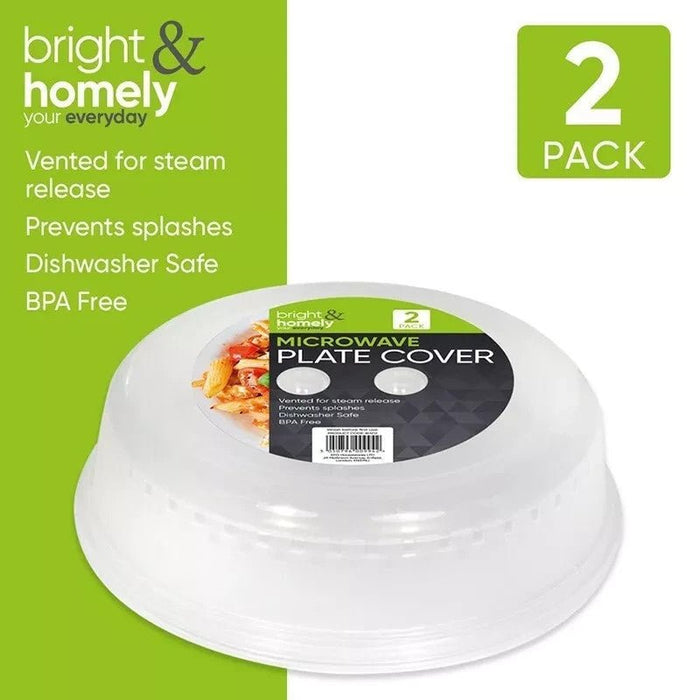 2 Vented Microwave Food Plate Cover Clear Plastic Splatter Guard Food Cover 26cm