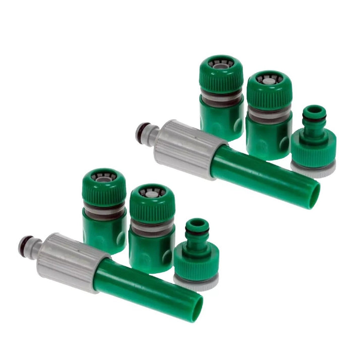 Hose Pipe Water Spray Nozzle Gun Set Tap Fitting Hosepipe Attachment 4pc 2PK