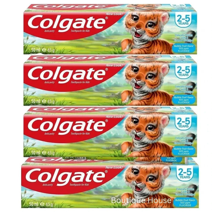 4 x 50ml Colgate Toothpaste Toddler Kids Bubble Fruit Anticavity For 2-5 Years