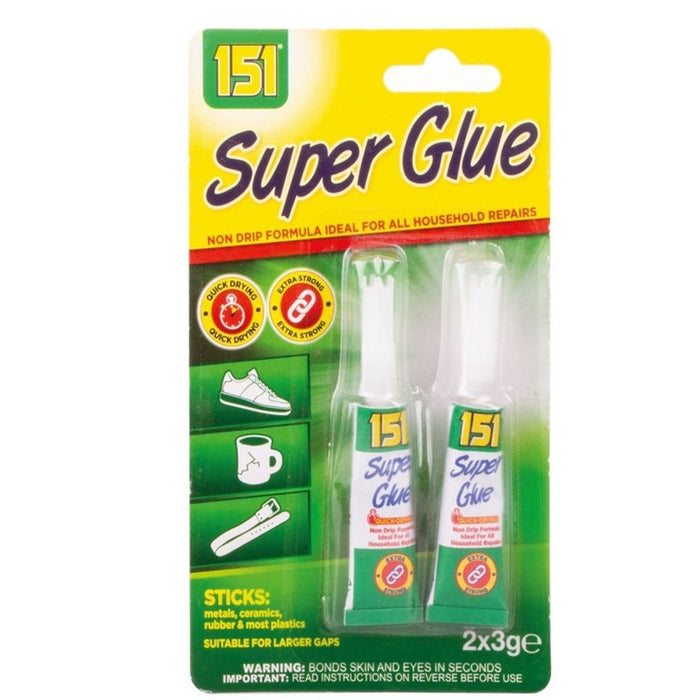 2pcs 151 Super Glue Gel Tube 3g Strong Bond Fast Setting Grip Adhesive Clear New