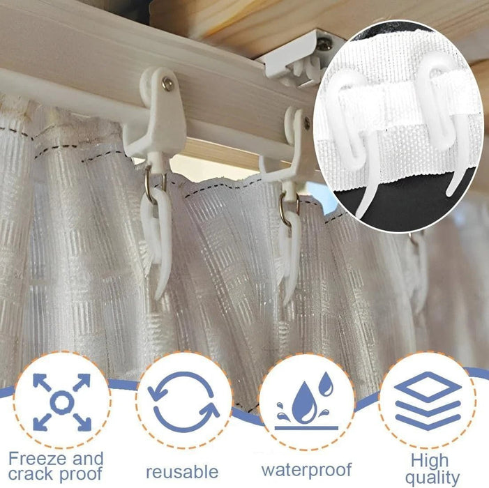 200PCS CURTAIN HOOKS FOR RING HEADER TAPE WHITE PLASTIC NYLON HOOK