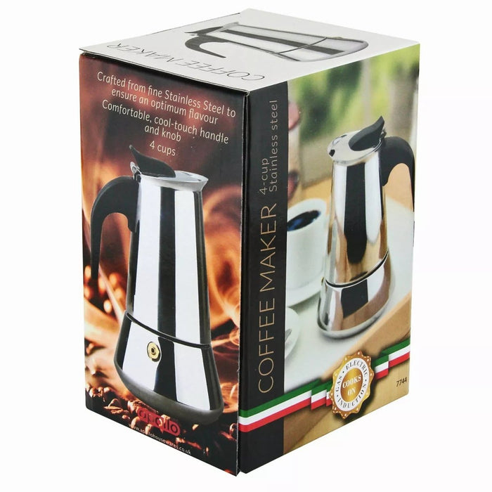 Stainless Steel Coffee Maker 4 Cups Coffee Espresso Flip Top Moka Pot Induction