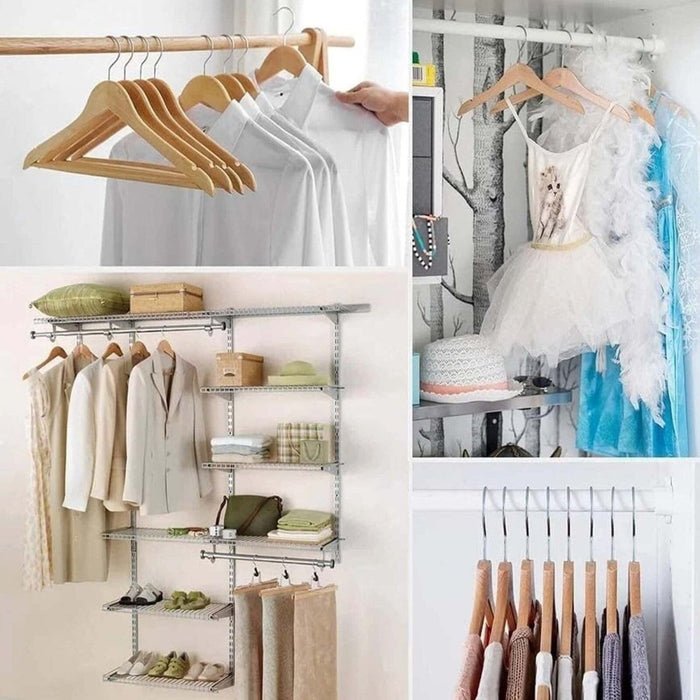 Wooden Coat Hangers Suit Garments Clothes Wood Hanger Trouser Bar Set 2/80/100PC