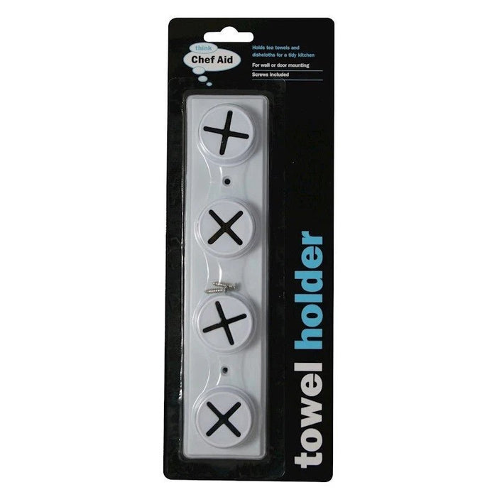 Chef Aid 4 Way Towel Holder Holds Tea Towels And Dish Cloths For A Tidy Kitchen