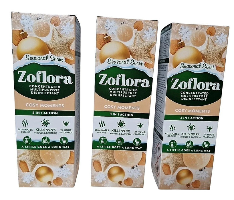 3 x 250ml Zoflora Cosy Moments Concentrated Disinfectant Liquid Warm &...
