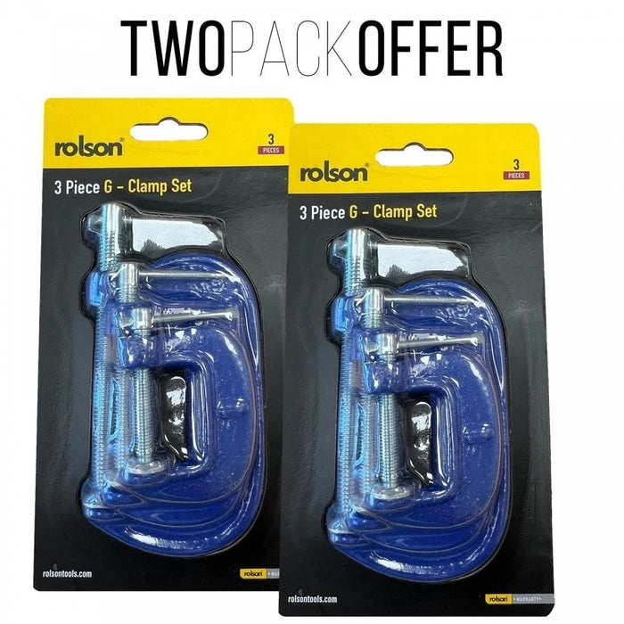 6pc Piece G Clamp 2 Set 25mm 45mm 65mm Cast Iron Twin Pack 6 Clamps