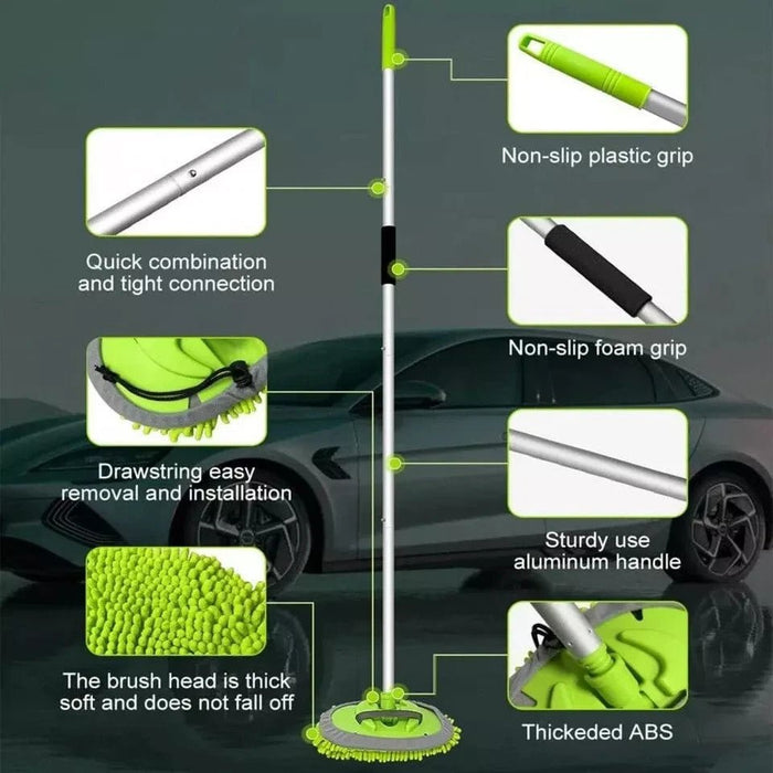 2 in 1 Telescopic Cleaning Car Van Extending Mop and Mitt Pole Wash Brush