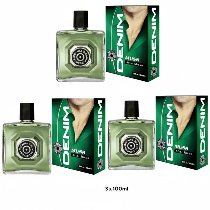 3 x Denim MUSK Aftershave lotion Aromatic fragrance for men 100ml FREE POST
