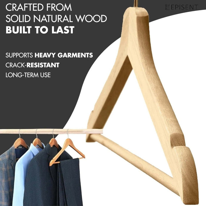 Wooden Coat Hangers Suit Garments Clothes Wood Hanger Trouser Bar Set 2/80/100PC