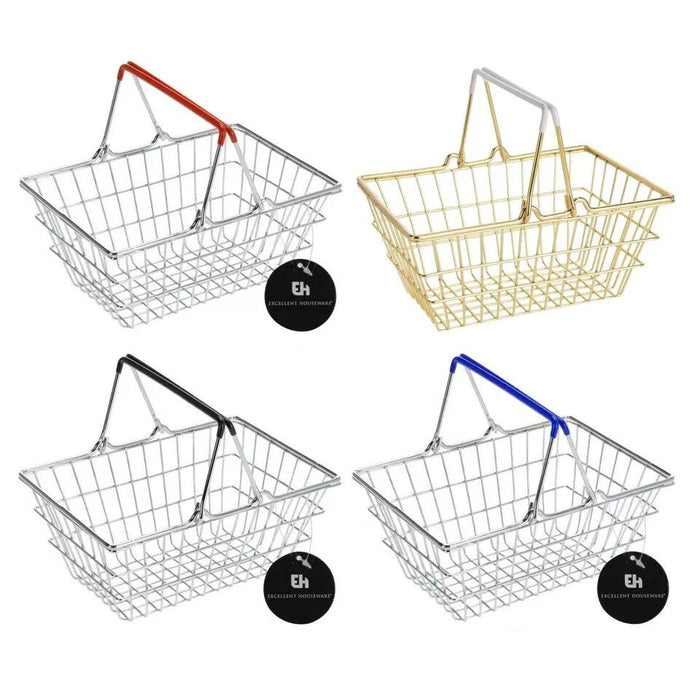 Mini Shopping Basket Kids Play Toy Cart Supermarket Desk Tidy Chip Basket Chrome