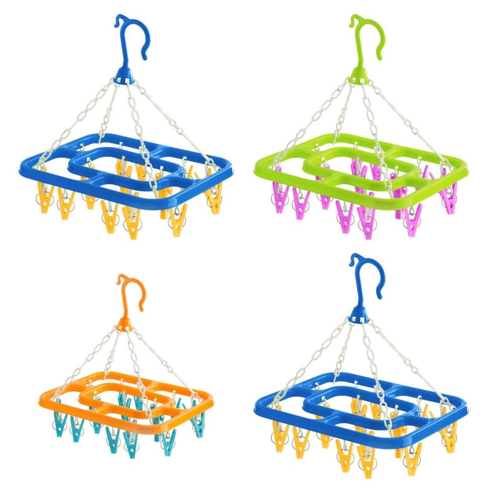 Dlux 18 Peg Clothes Hanger - Rotary Dryer Airer - Washing Line Clip