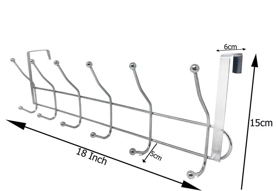 2 X 12 Hooks Chrome Over The Door Coat Hanger Clothes Towel Storage Rack