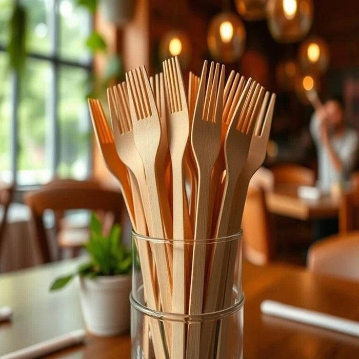 24pcs Wooden Forks Disposable Table Cutlery Biodegradable Party Wedding Catering