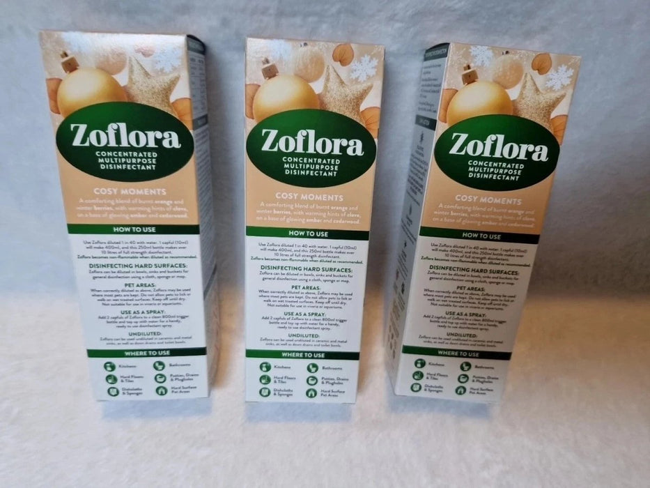 3 x 250ml Zoflora Cosy Moments Concentrated Disinfectant Liquid Warm &...