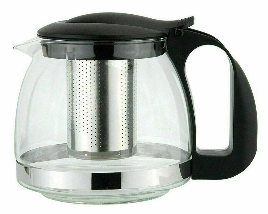 Glass Teapot, 600ml Traditional Basic Clear Black Tea Pot Filter Infuser, Apollo