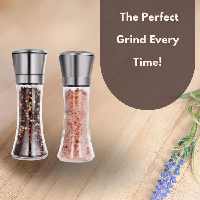 Salt Pepper Grinder Shakers Stainless Steel Spice Herb Adjustable Kitchen Large