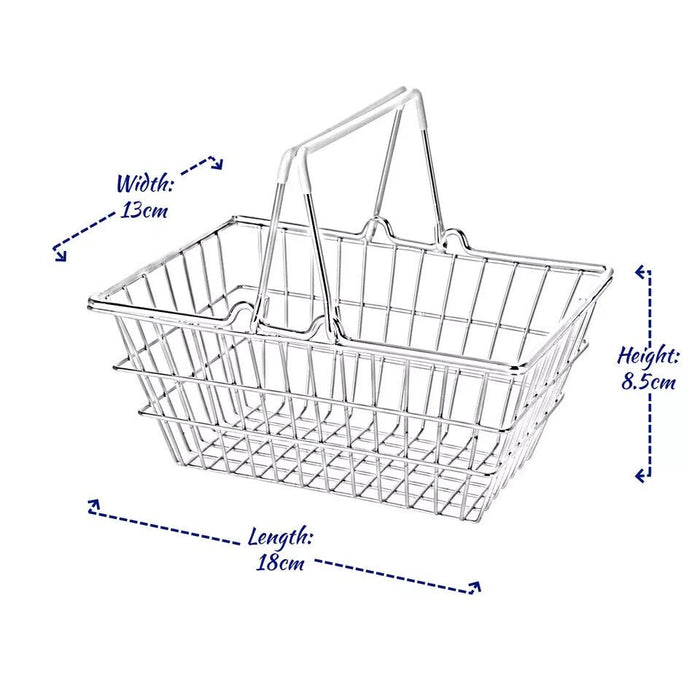 Mini Shopping Basket Kids Play Toy Cart Supermarket Desk Tidy Chip Basket Chrome